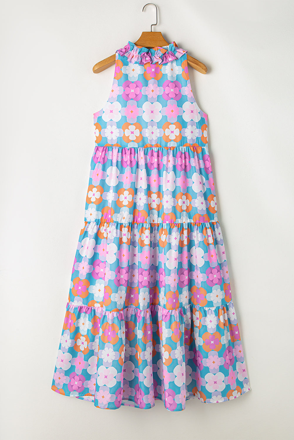 Frivole Mouwloze Maxi Jurk met Bloemenprint