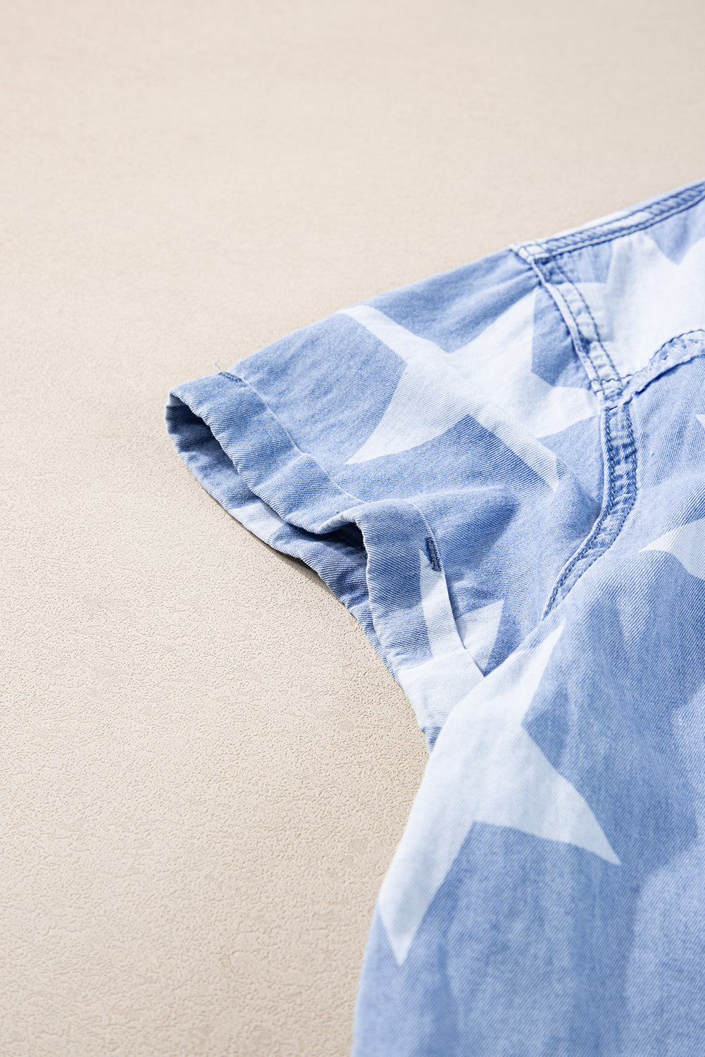 Denim Jurk met Sterren en Gerafelde Zoom