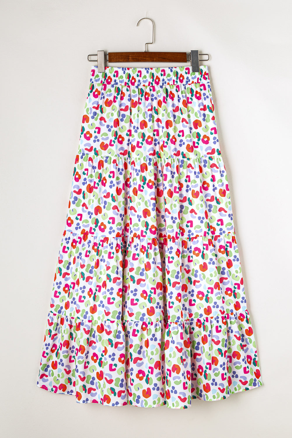 Gelaagde Flowy Maxi Rok met Abstracte Print