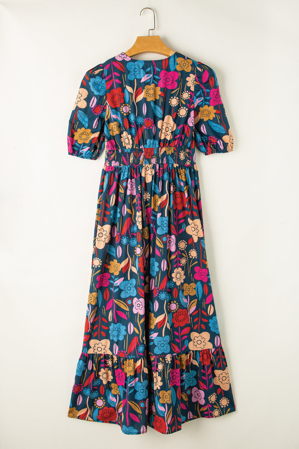 Retro Bloemenprint Maxi-Jurk met Halsopening