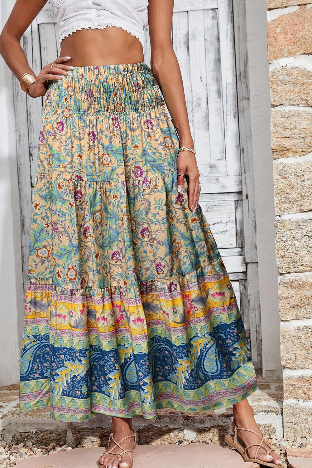 Boho Lange Rok met Bloemen en Paisley Print