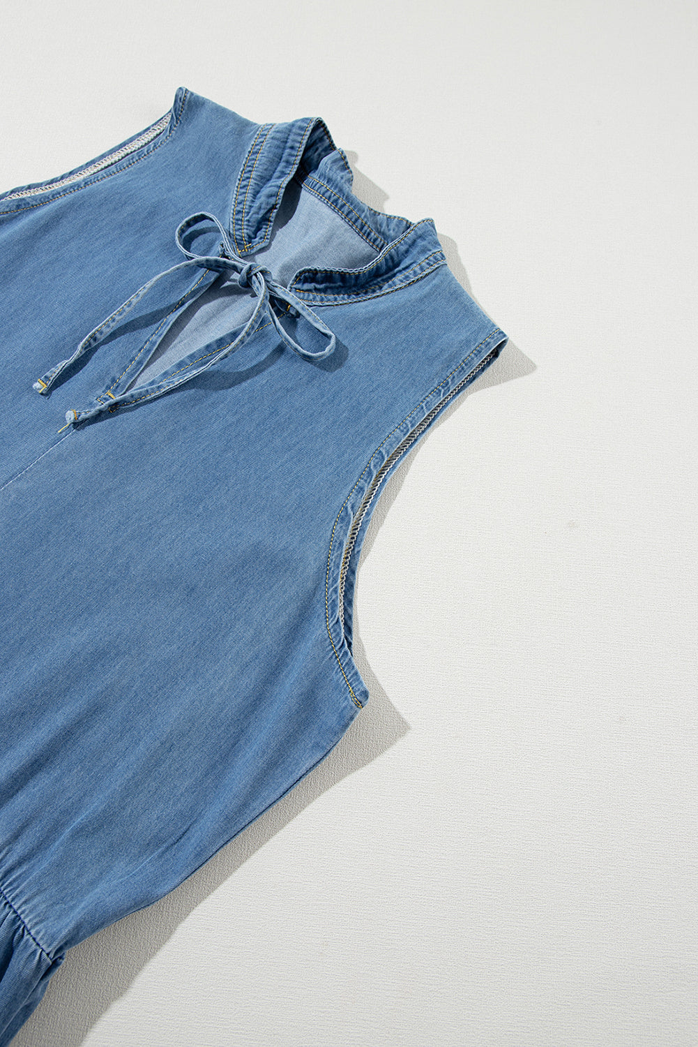 Mouwloze Chambray Maxi Jurk met Lagen