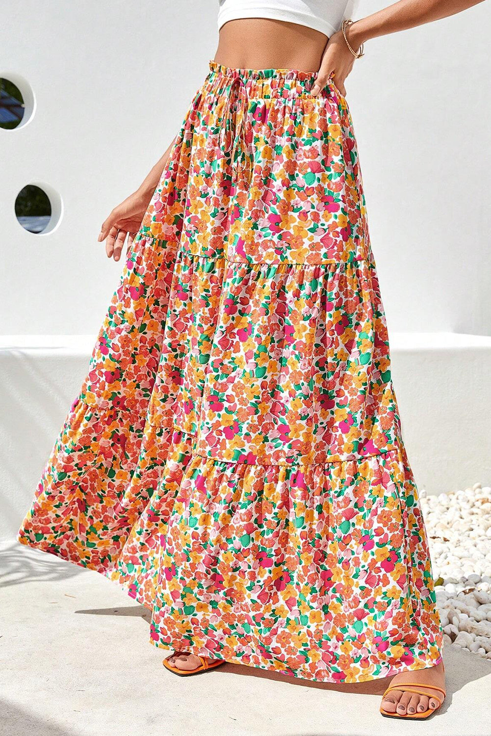 Boho Lange Rok met Bloemenprint