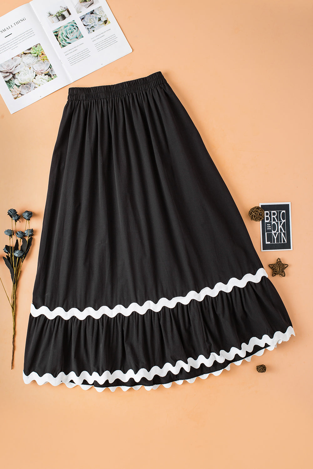 Elegante Ricrac Trim Hoge Taille Rok