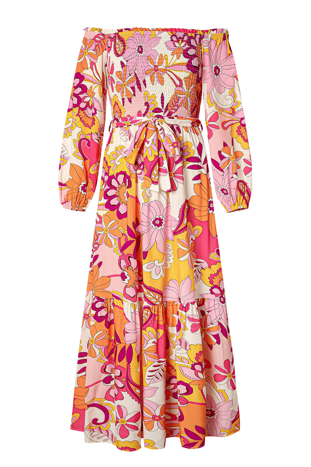 Boho Bloemen Maxi Jurk met Pofmouwen