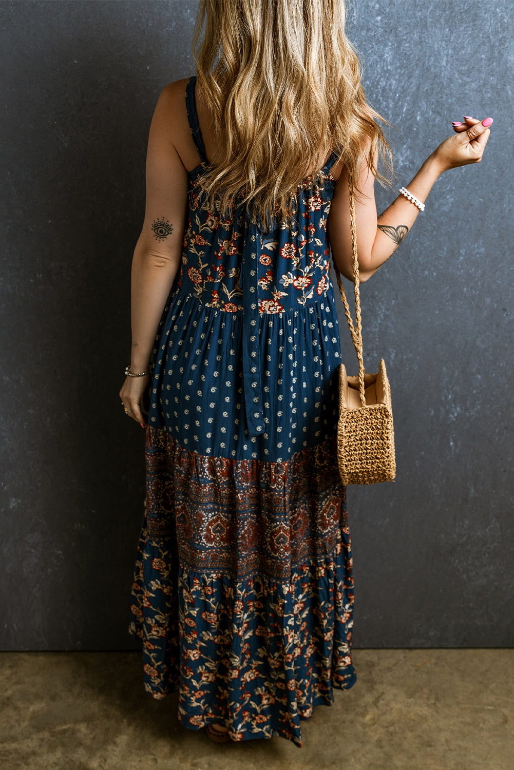 Boho Bloemenprint Mouwloze Maxi Jurk