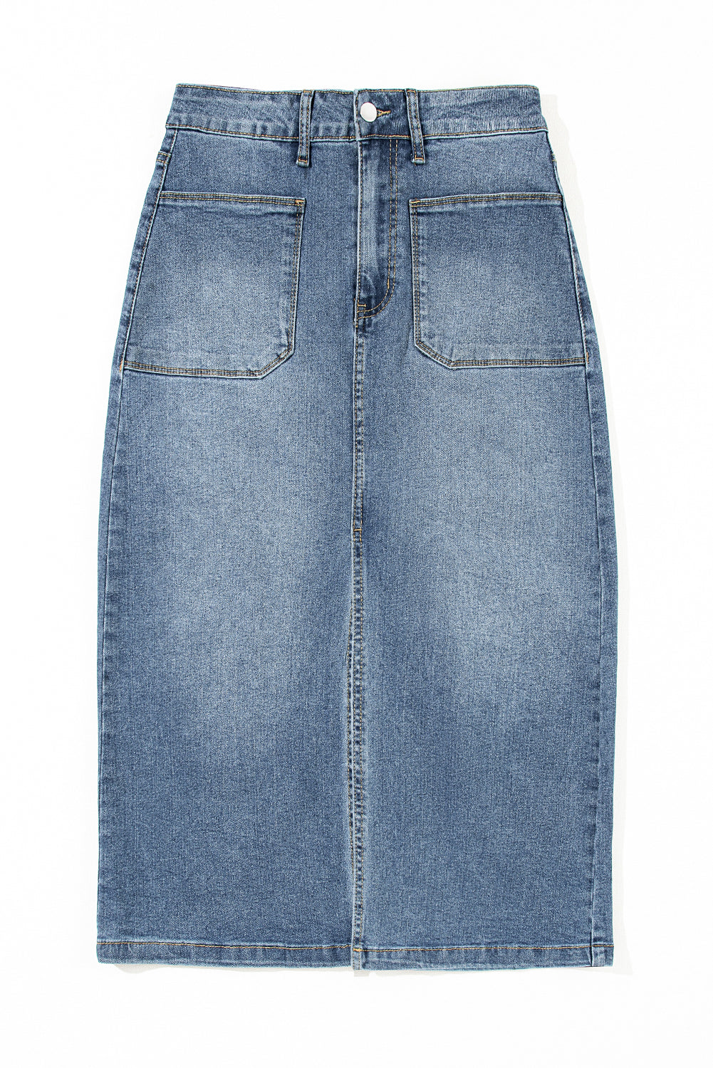 Split Midi Denim Rok met Vier Zakken