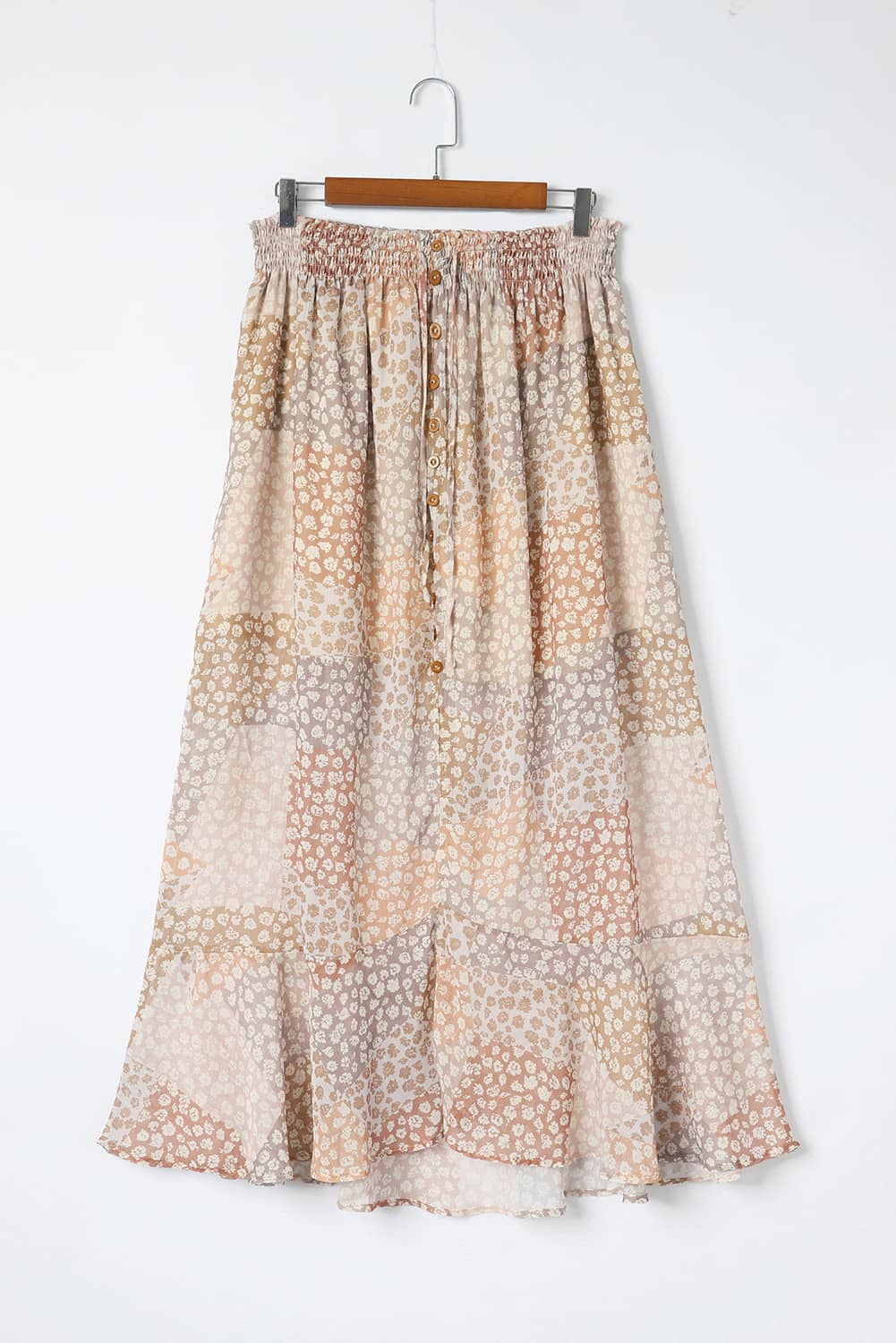 Boho Bloemenprint Maxi Rok met Knoopsluiting