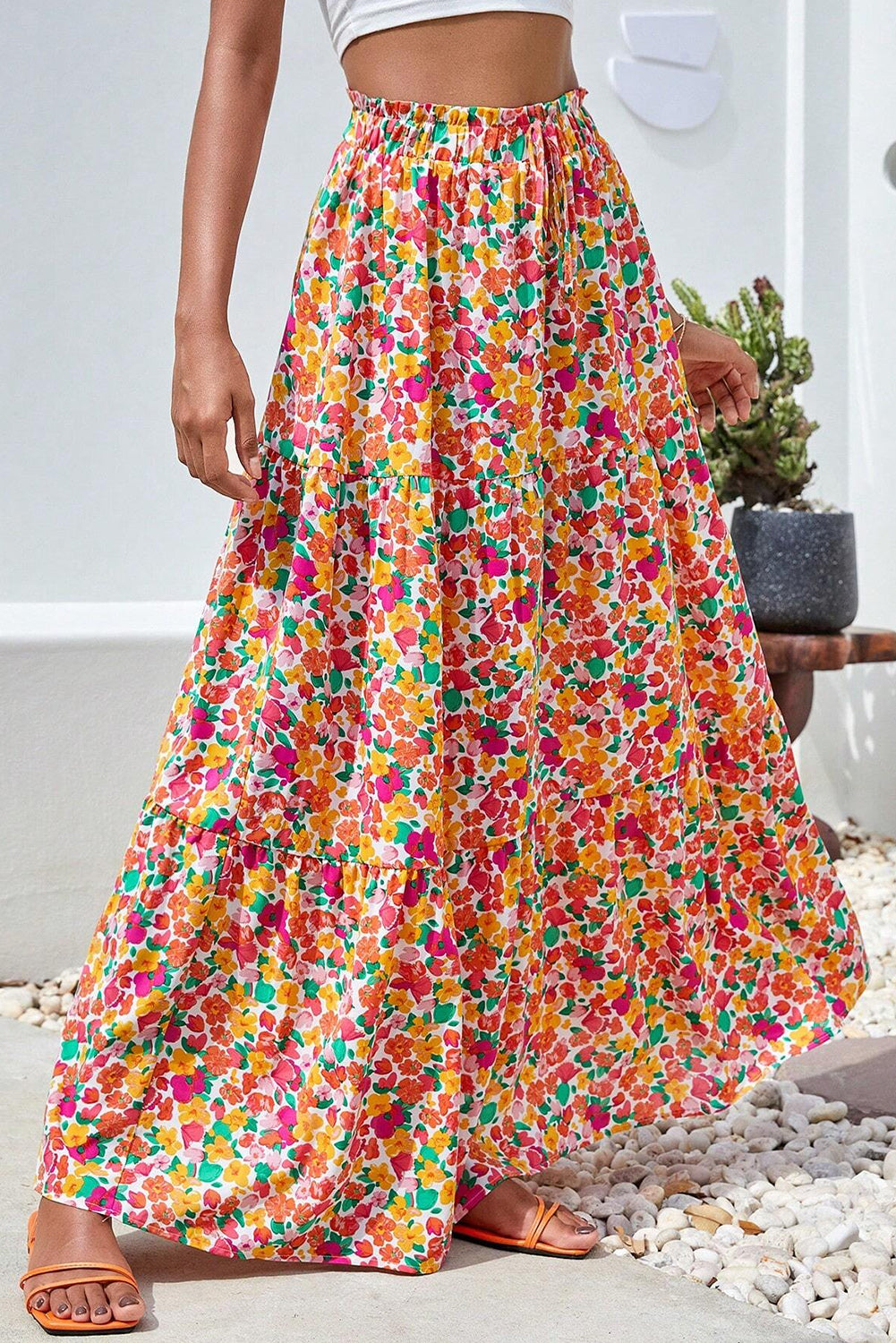 Boho Lange Rok met Bloemenprint