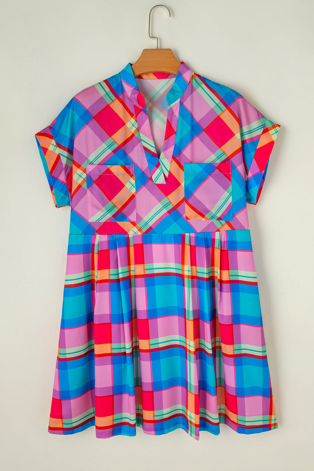 Multicolor Plaid Babydoll Mini Jurk