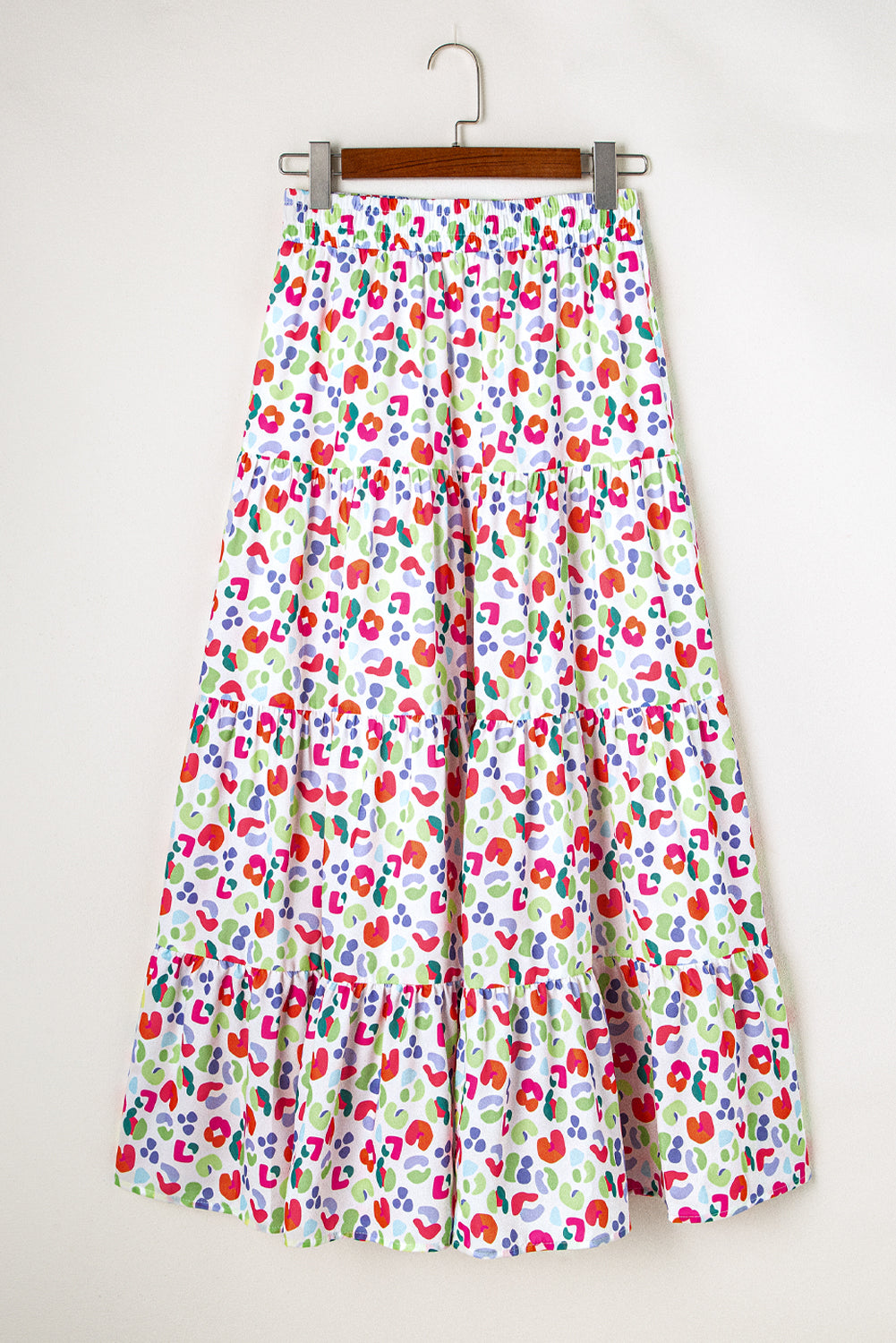 Gelaagde Flowy Maxi Rok met Abstracte Print