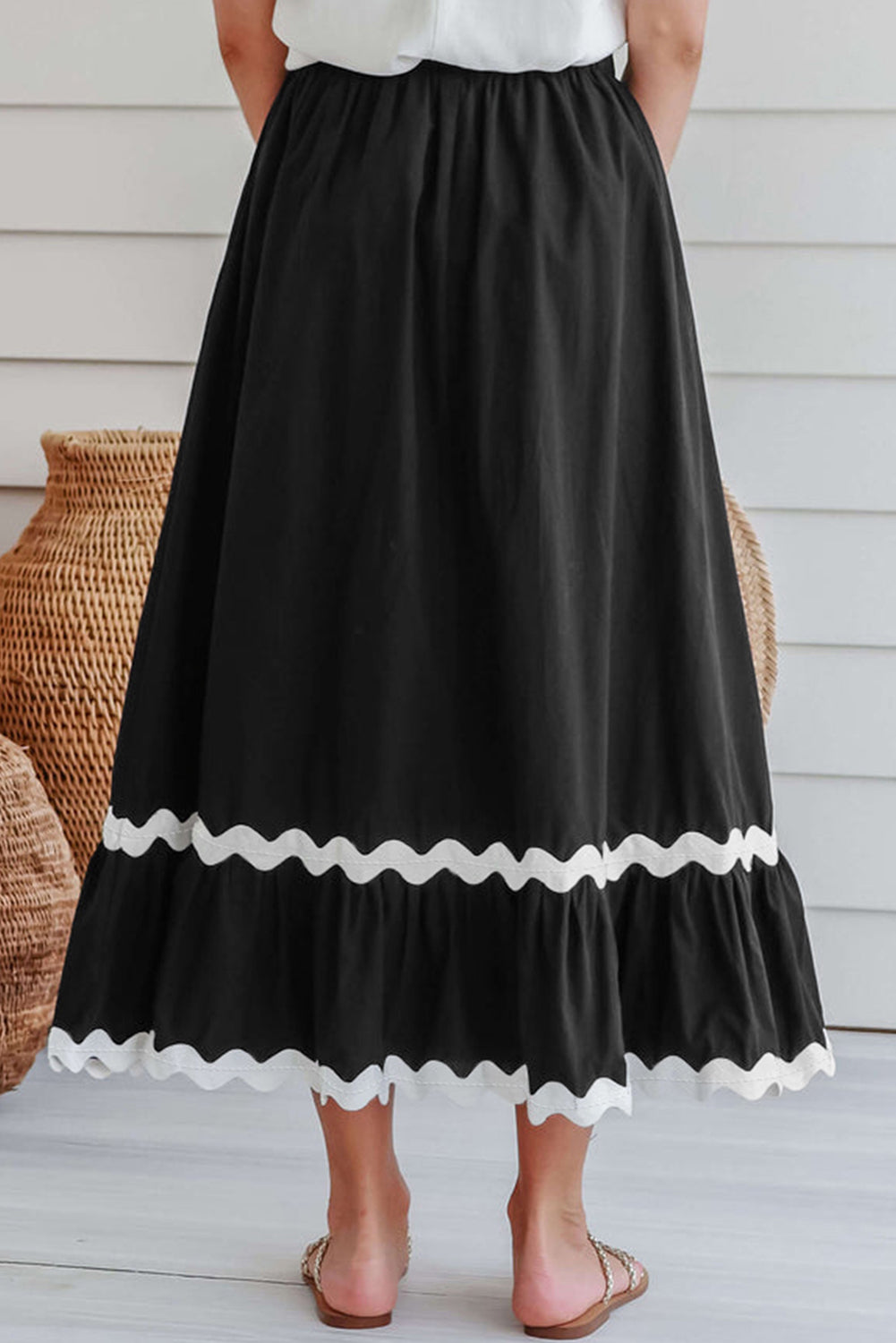 Elegante Ricrac Trim Hoge Taille Rok