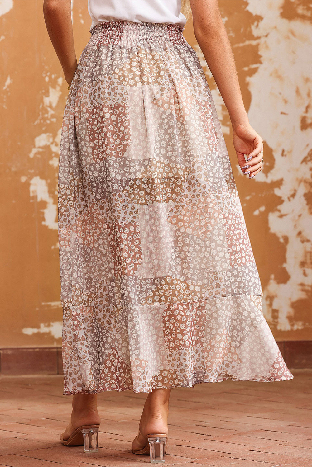 Boho Bloemenprint Maxi Rok met Knoopsluiting