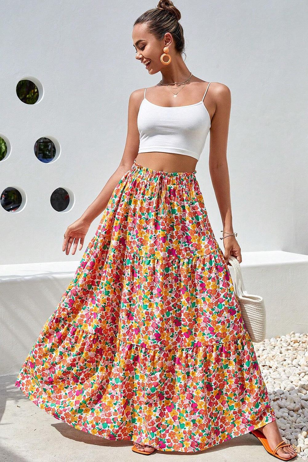 Boho Lange Rok met Bloemenprint