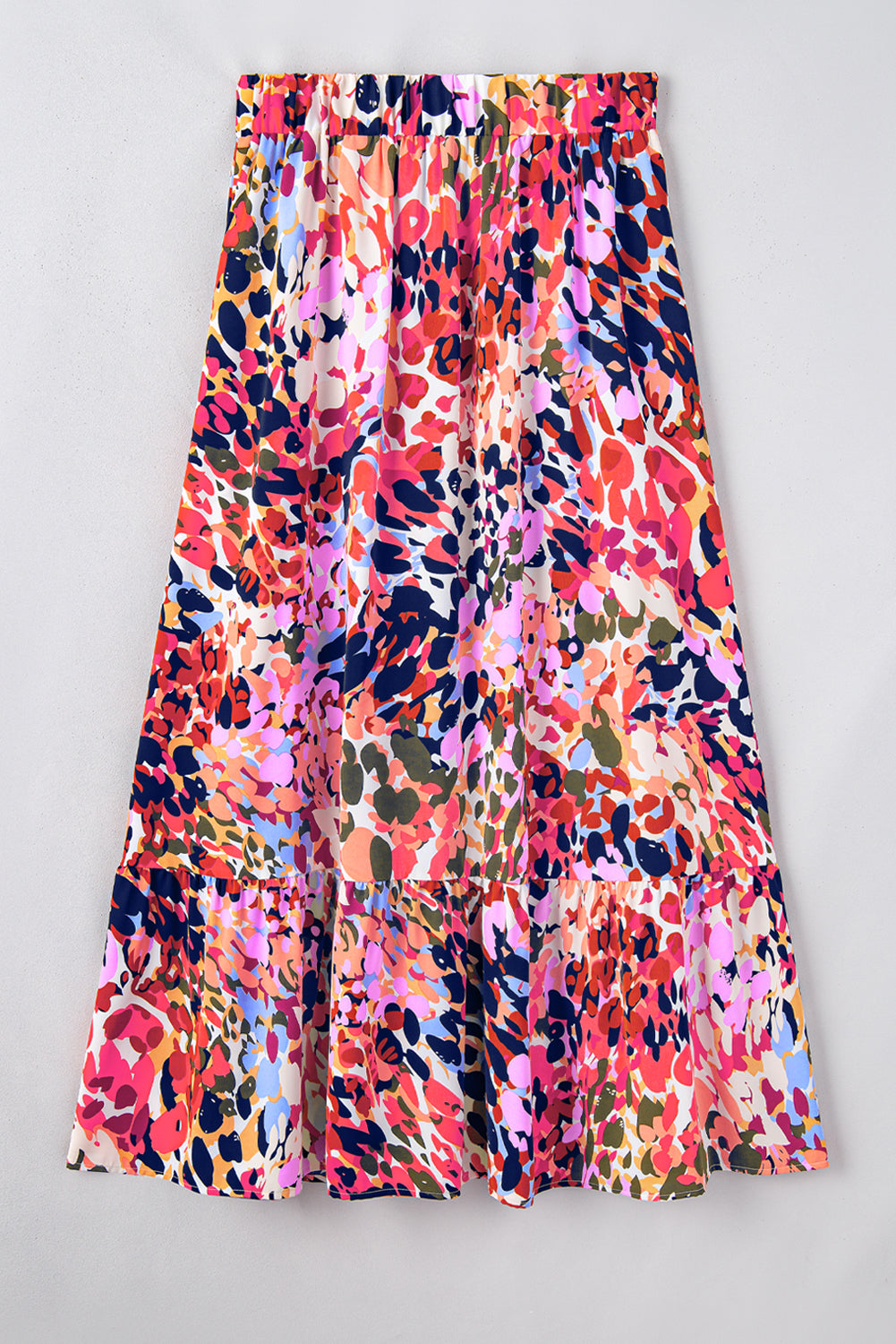 Abstracte Ruffle Maxi Rok met Kleurrijke Print