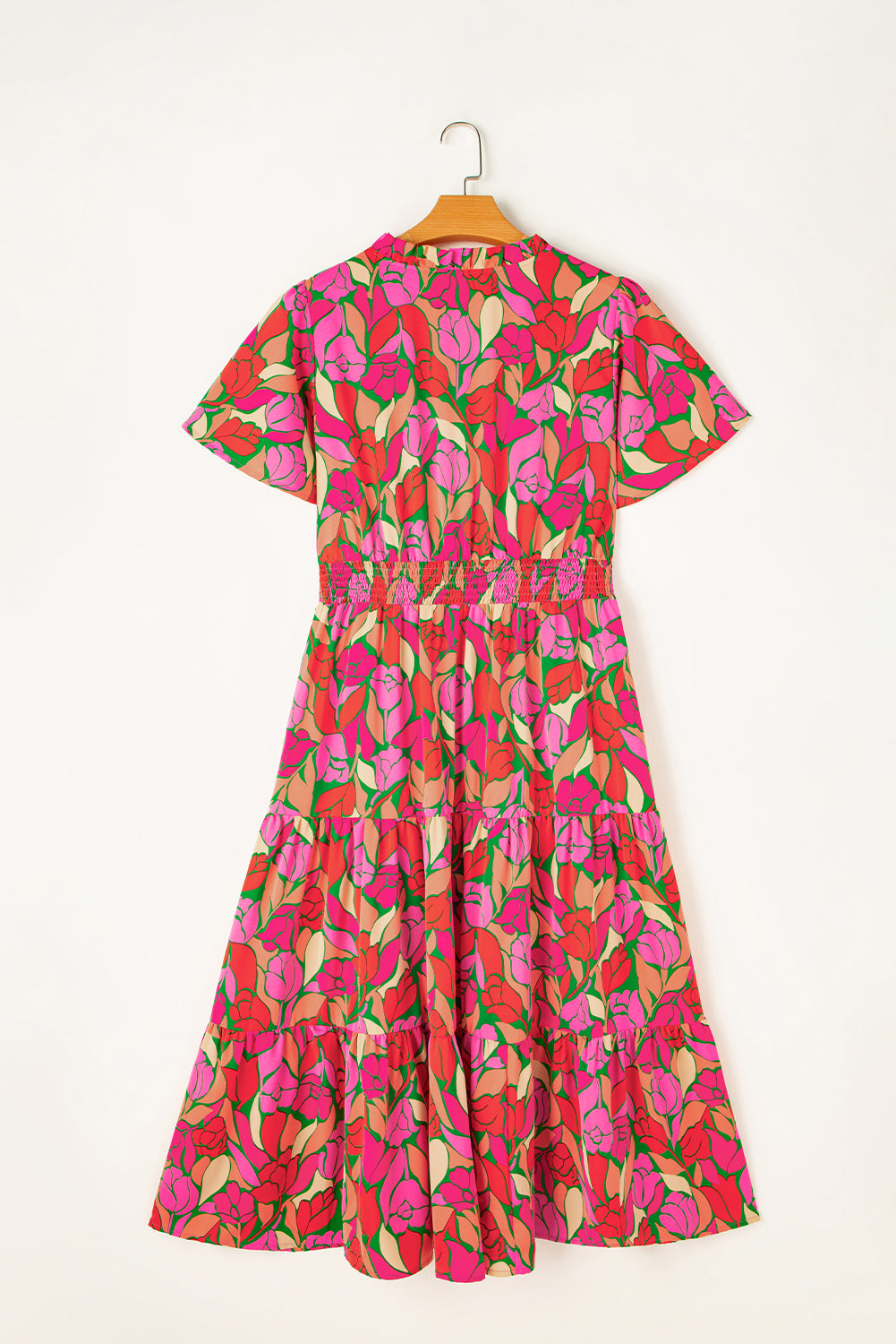 Elegante Bloemenprint Maxi Jurk met Smock Taille