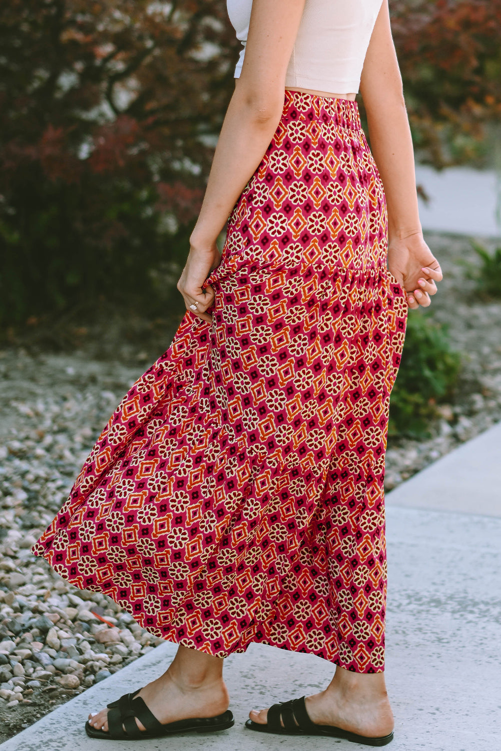 Vintage Boho Bloemenprint Maxi Rok