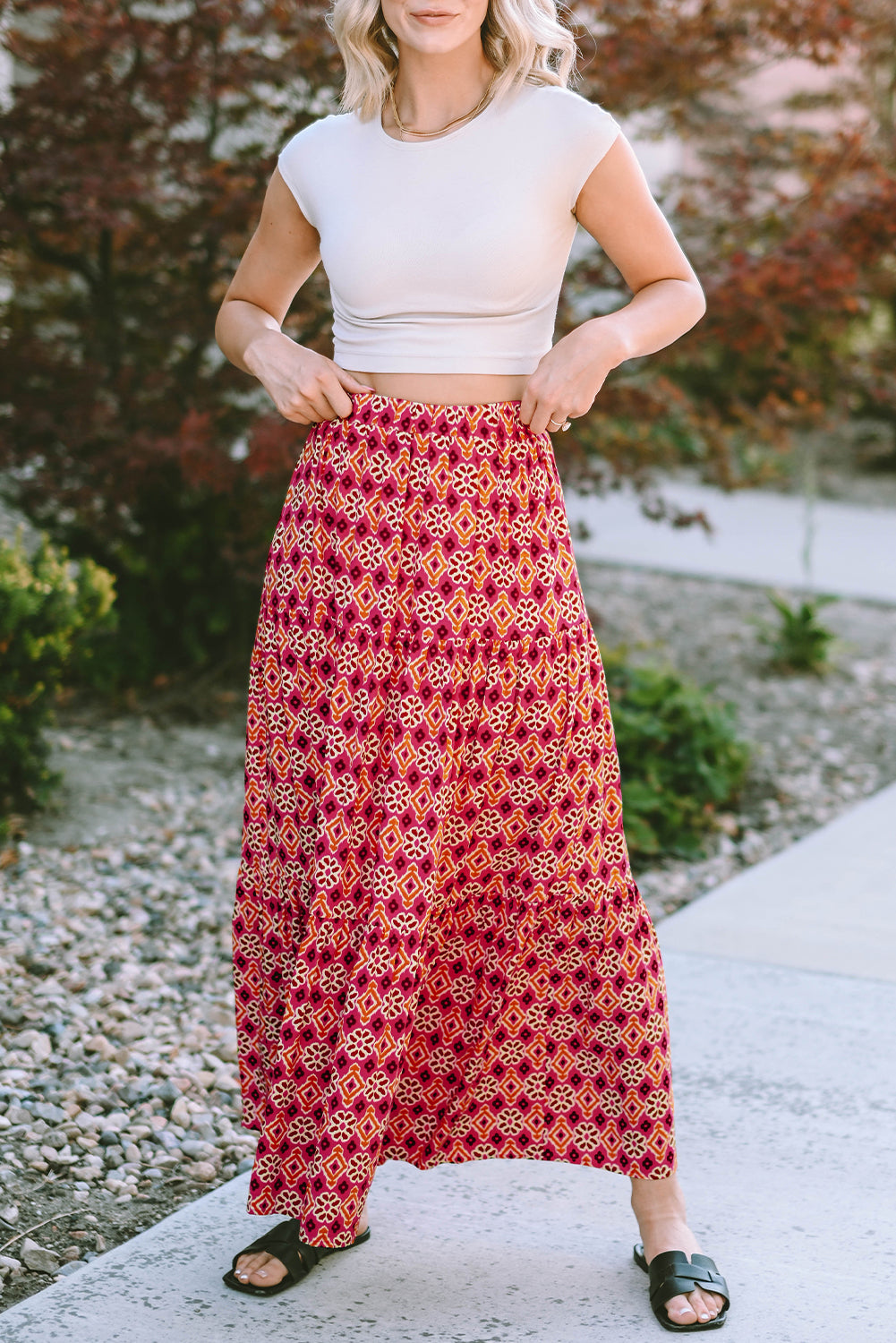 Vintage Boho Bloemenprint Maxi Rok