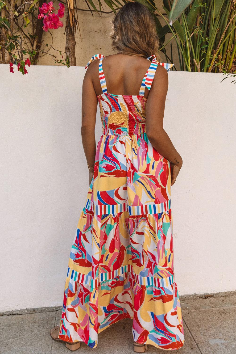 Abstract Bedrukte Maxi Zomerjurk met Strepen - Maxi Dresses - Jurkjes.co