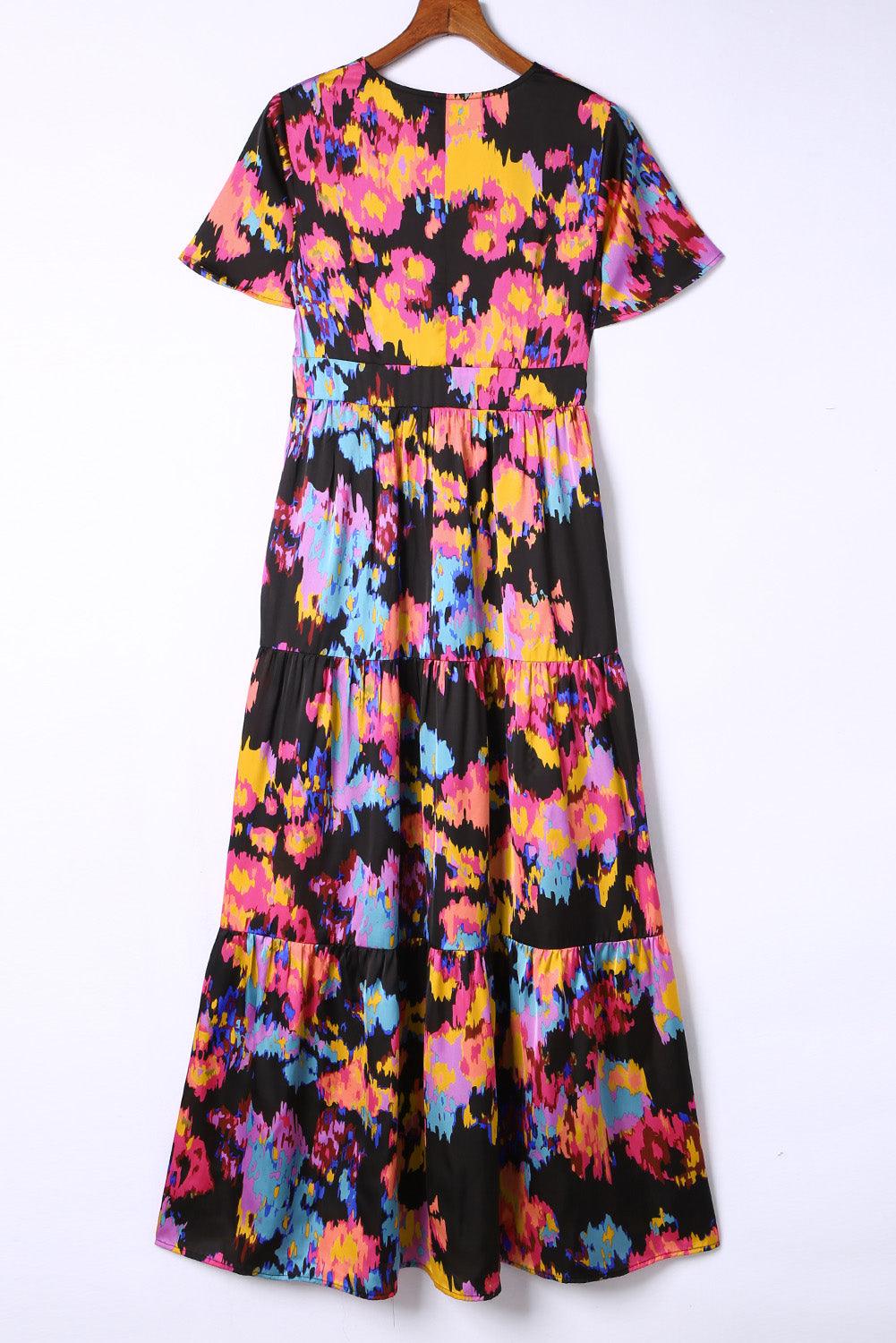 Abstract Bloemenpatroon Maxi Jurk met Volant - Floral Dresses - Jurkjes.co