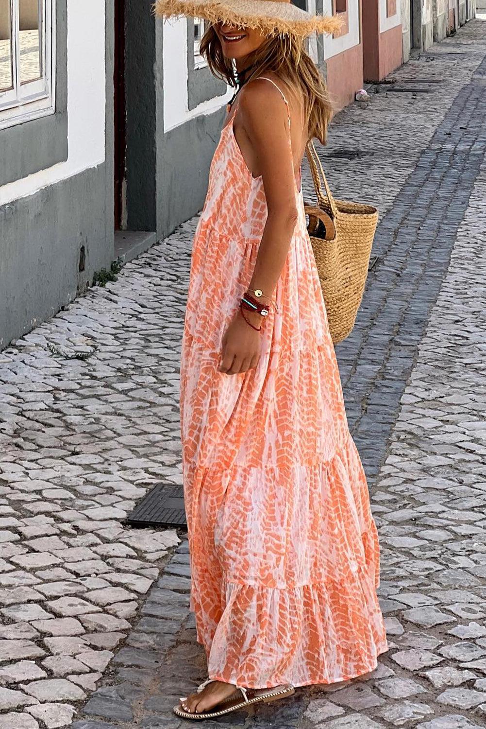 Abstracte Print Maxi Jurk met Spaghettibandjes - Maxi Dresses - Jurkjes.co