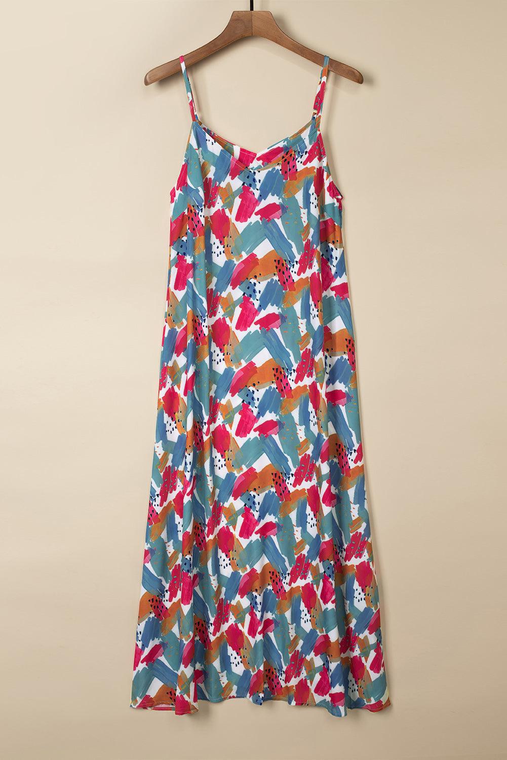 Abstracte Print Maxi-Jurk met Spaghettibandjes - Maxi Dresses - Jurkjes.co