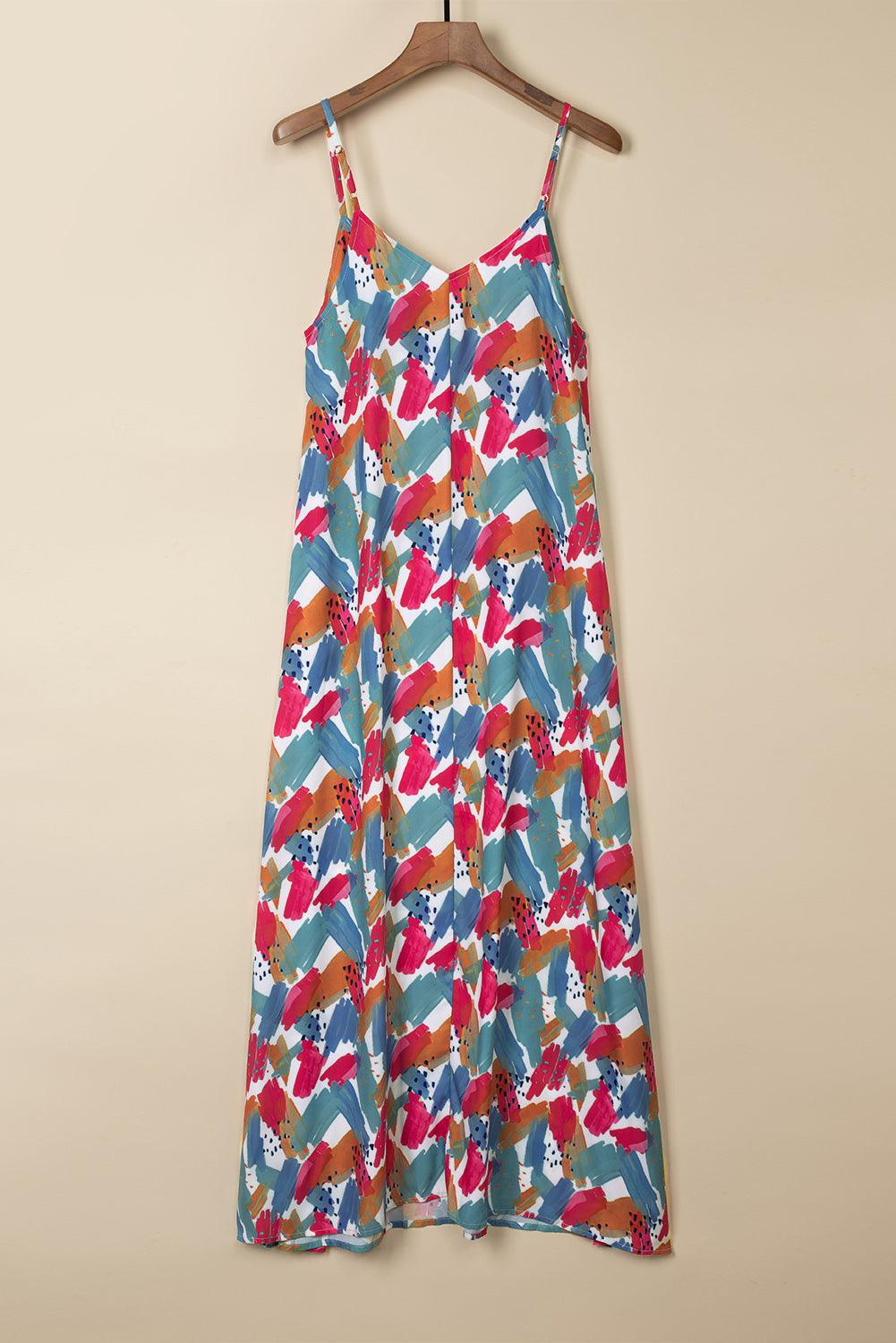 Abstracte Print Maxi-Jurk met Spaghettibandjes - Maxi Dresses - Jurkjes.co