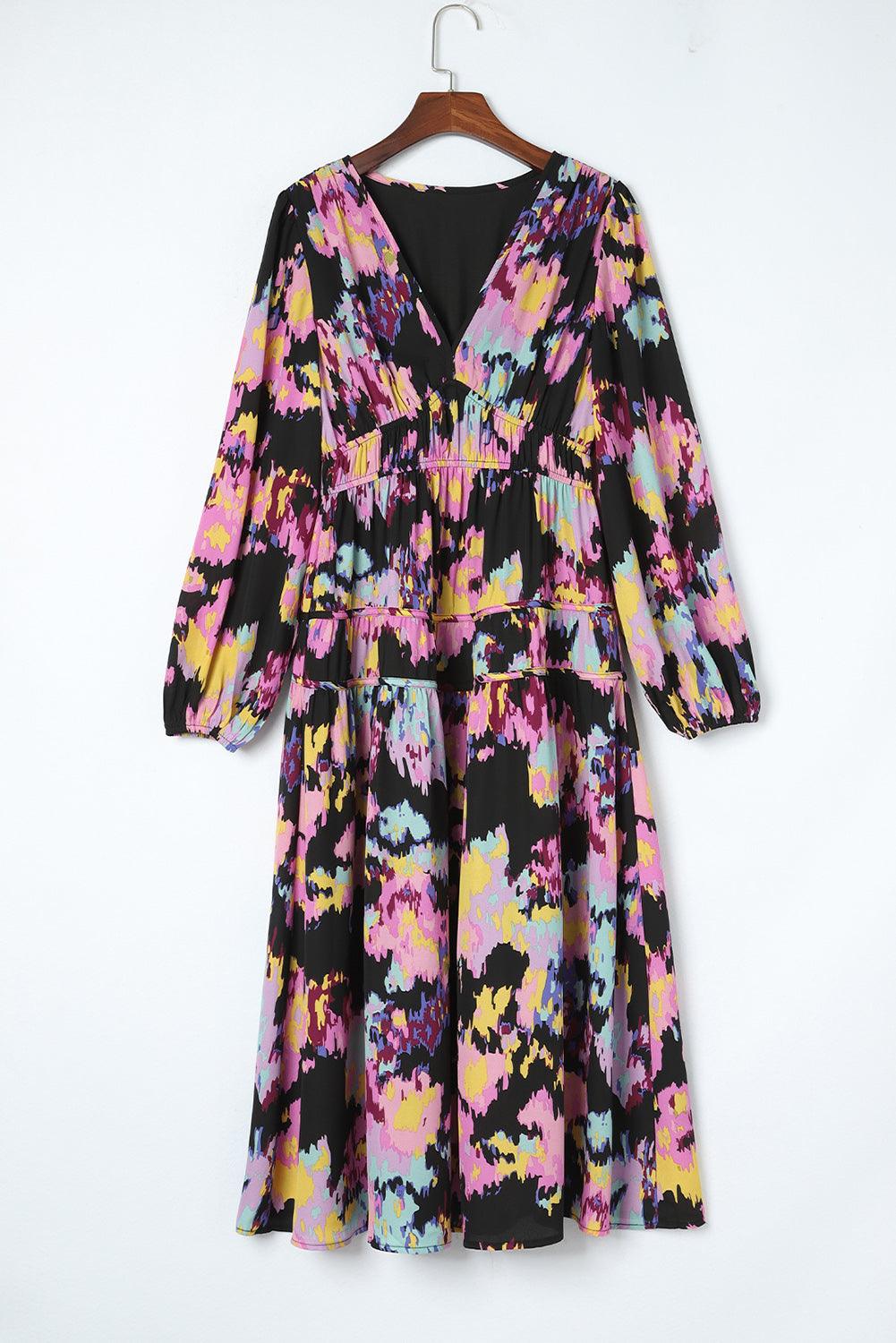 Abstracte Print Plooien Maxi-Jurk - Maxi Dresses - Jurkjes.co