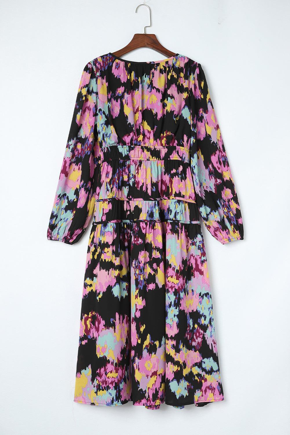 Abstracte Print Plooien Maxi-Jurk - Maxi Dresses - Jurkjes.co