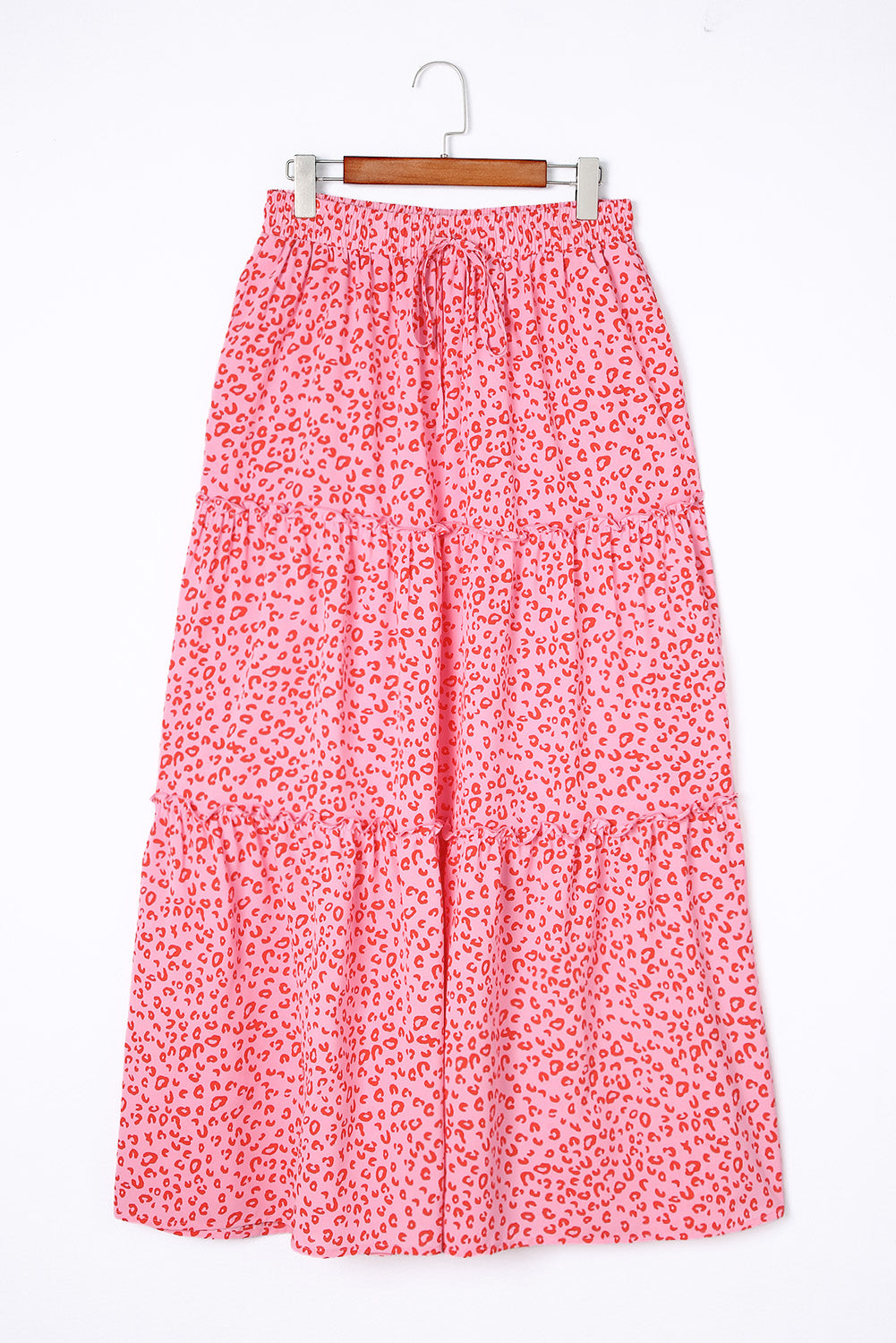 Panterprint Franje Maxi Rok met Hoge Taille