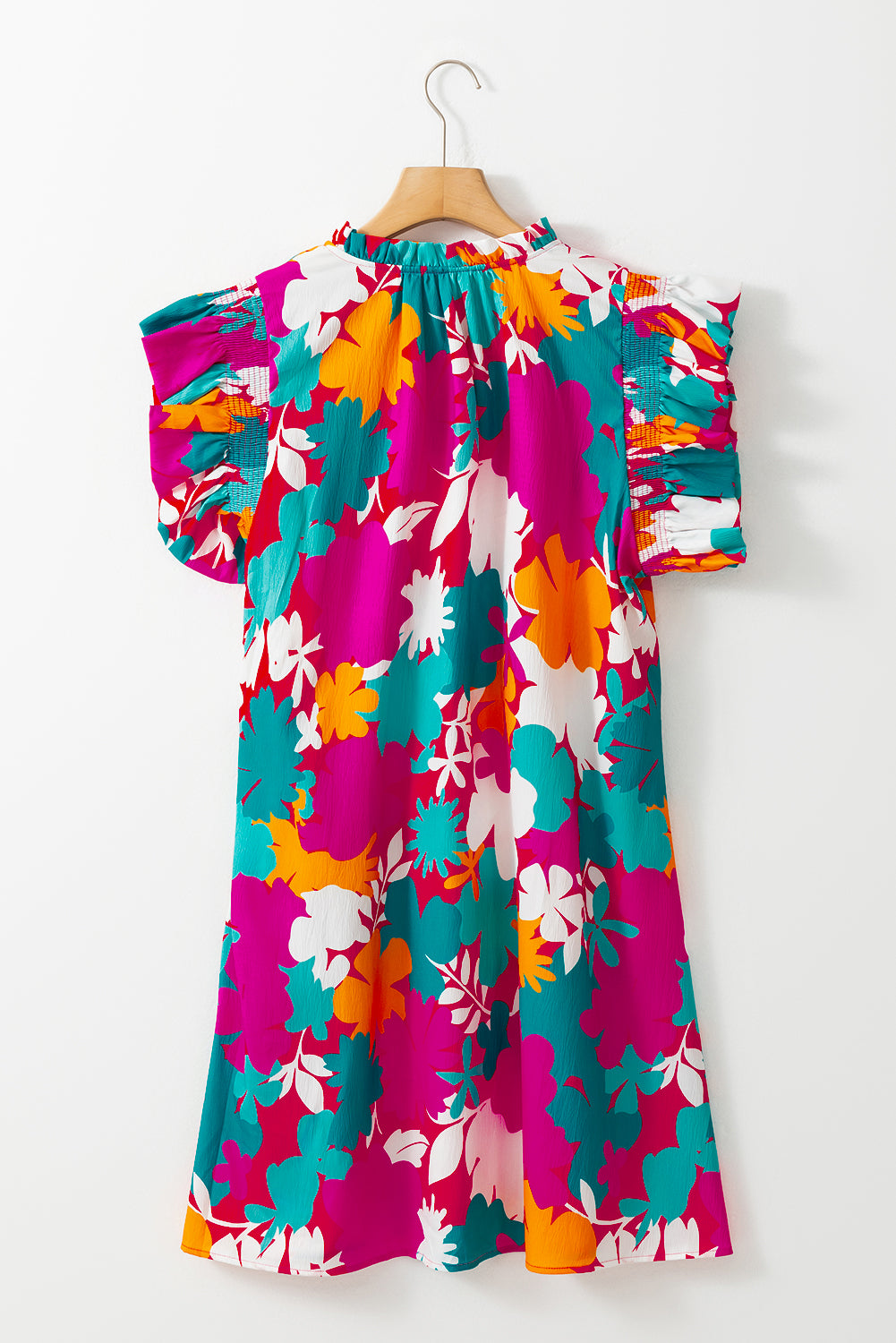 Floral Tie Split Neck Mini Jurk