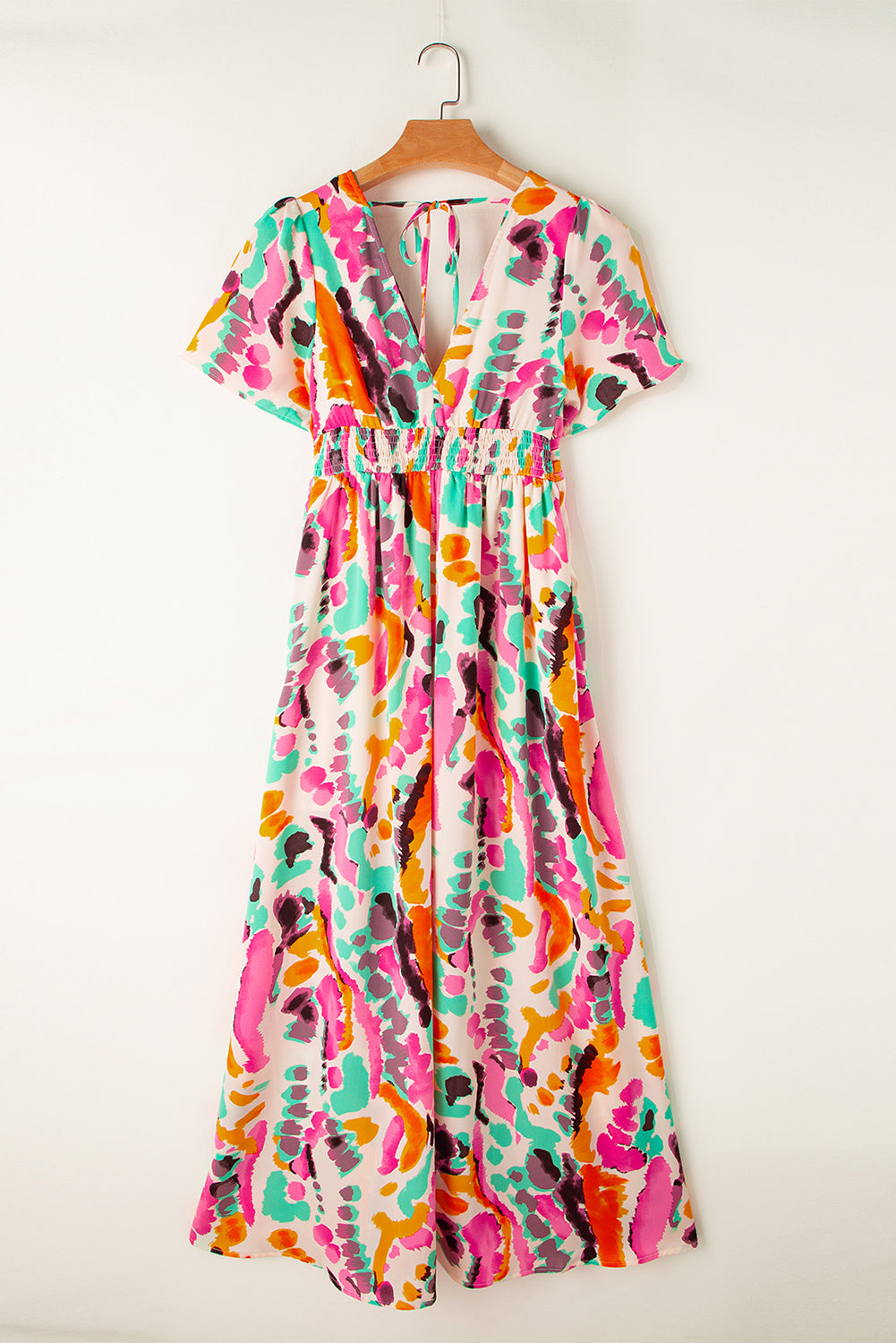 Boho Tie-dye V-hals Maxi Jurk