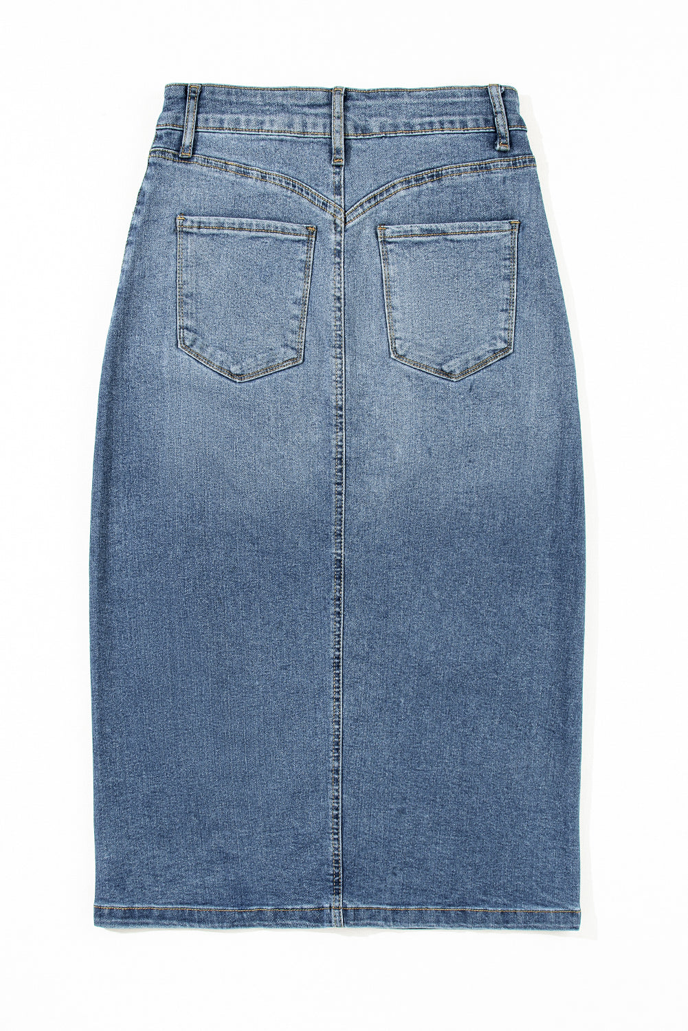 Split Midi Denim Rok met Vier Zakken