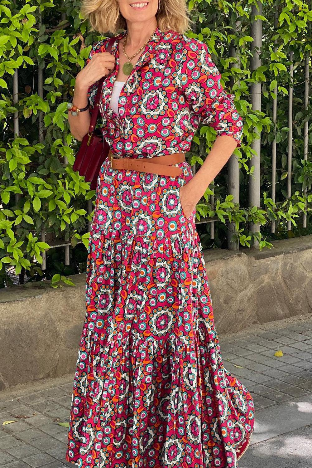 Bloemenprint Maxi Jurk met Lange Mouwen - Floral Dresses - Jurkjes.co