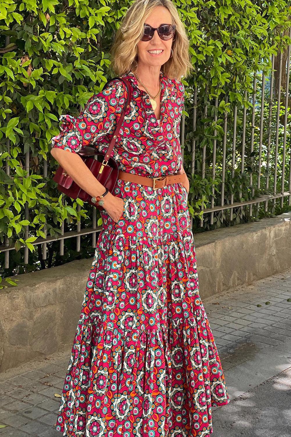 Bloemenprint Maxi Jurk met Lange Mouwen - Floral Dresses - Jurkjes.co