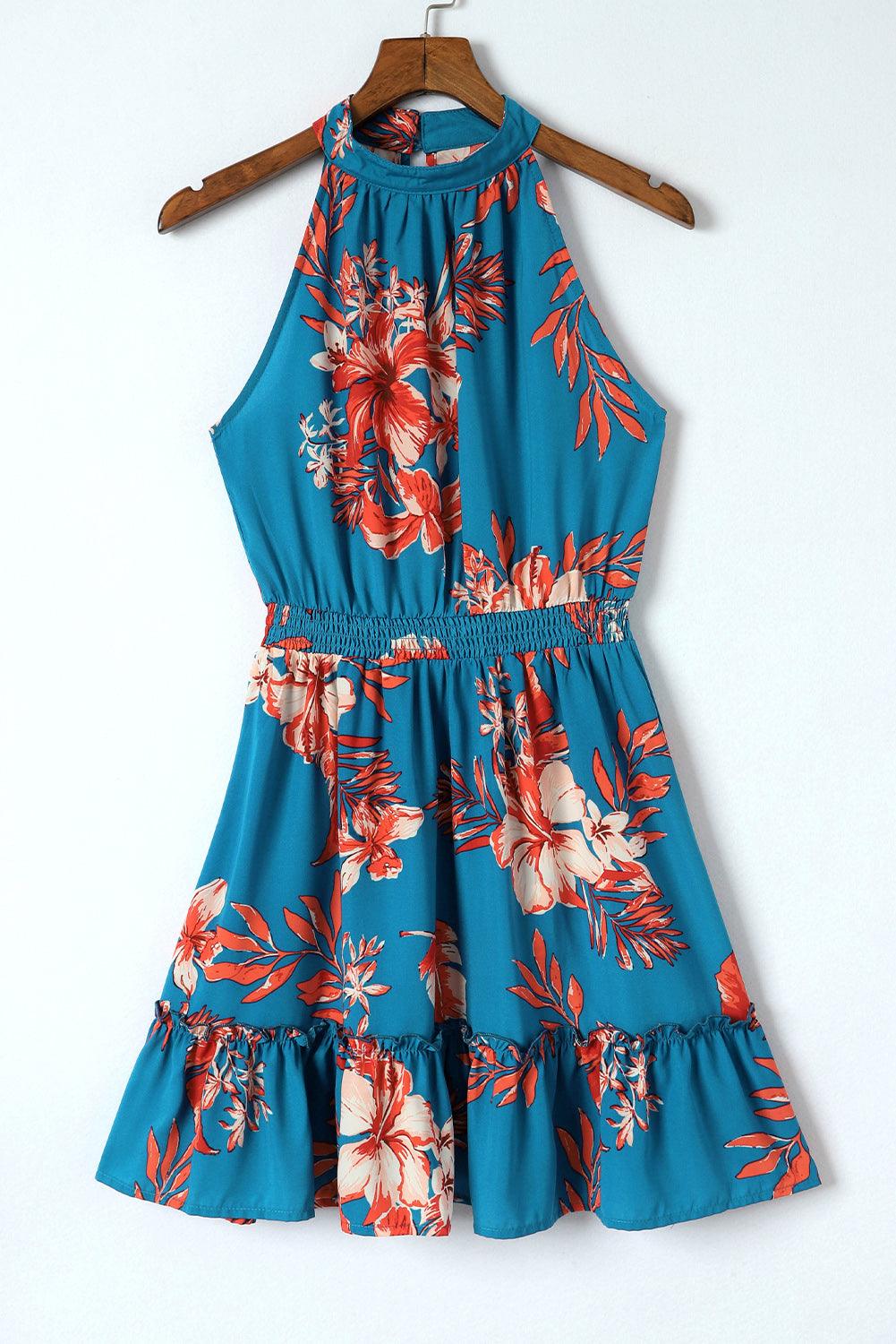 Bloemenprint Mini Jurk met Ruches - Mini Dresses - Jurkjes.co