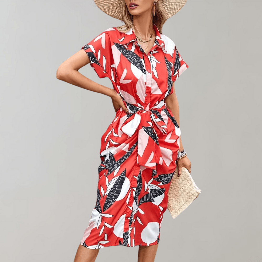 Blousejurk met Tropische Print - Dresses - Jurkjes.co