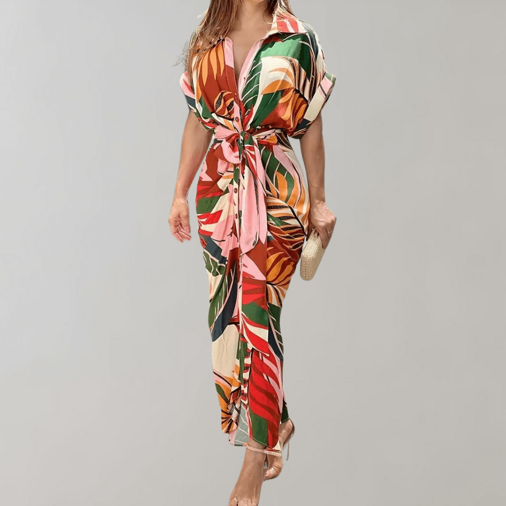 Blousejurk met Tropische Print - Dresses - Jurkjes.co