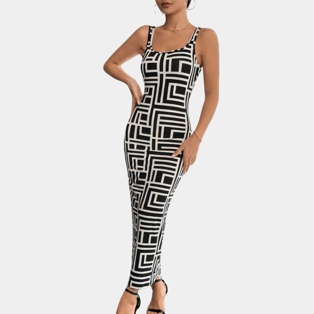 Bodycon Jurk met Geometrisch Ontwerp - CB - Dresses - Jurkjes.co