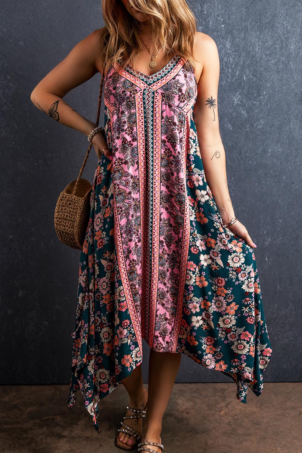 Bohemien Bloemen Patchwork Lange Zomerjurk - Floral Dresses - Jurkjes.co