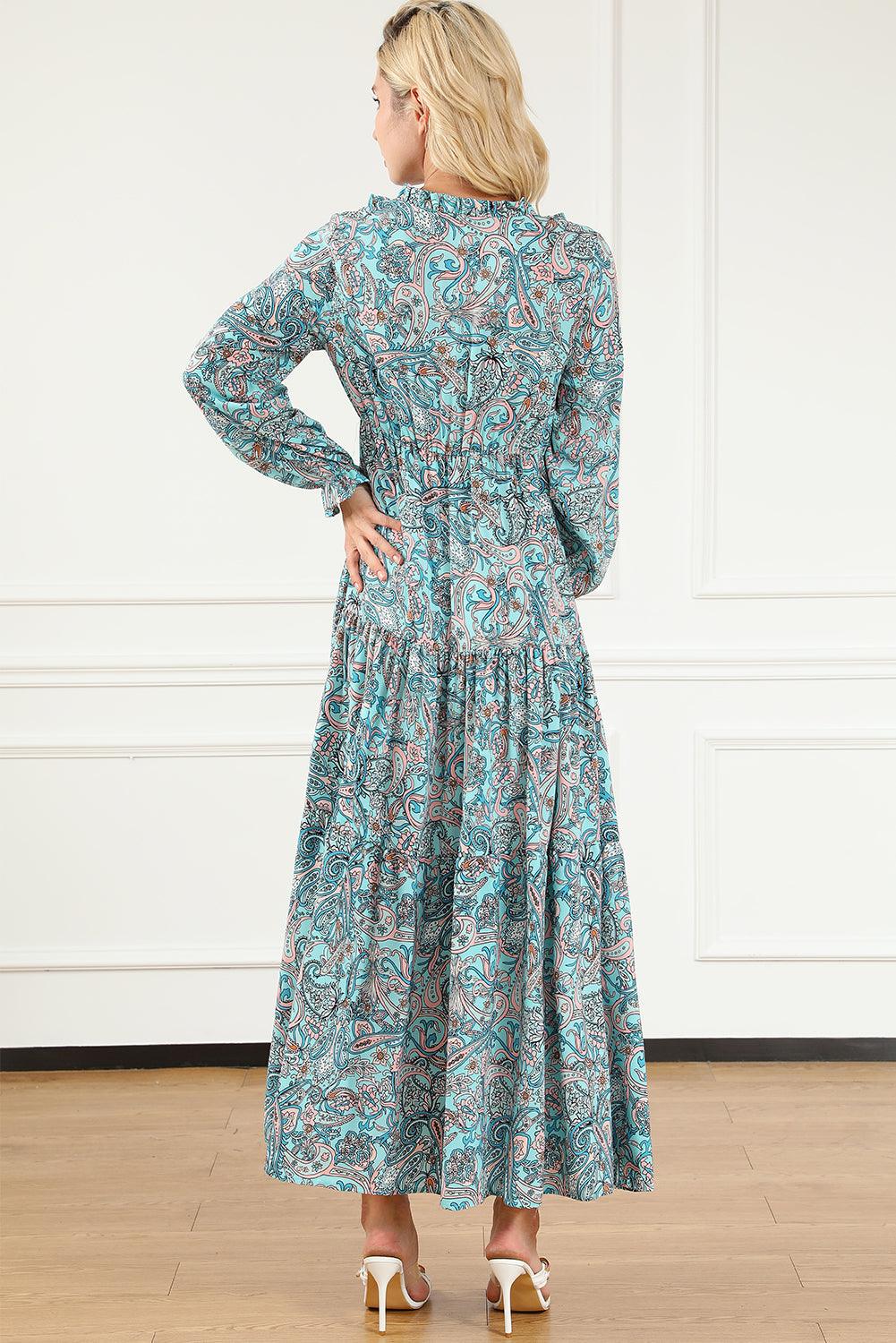 Bohemien Paisley Maxi-Jurk met Lange Mouwen - Maxi Dresses - Jurkjes.co