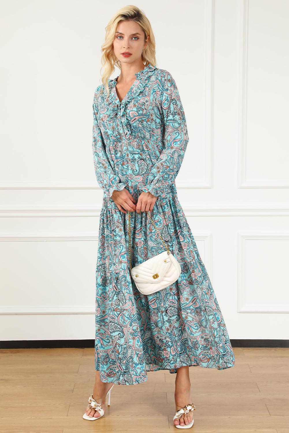 Bohemien Paisley Maxi-Jurk met Lange Mouwen - Maxi Dresses - Jurkjes.co