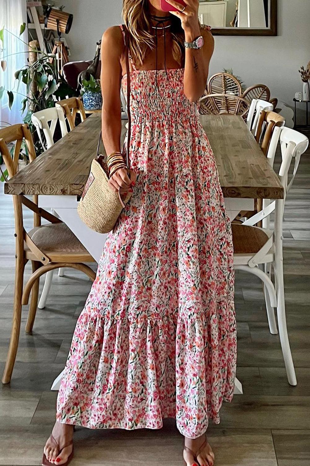 Boho Bloemen Maxi-jurk met Ruches - Maxi Dresses - Jurkjes.co