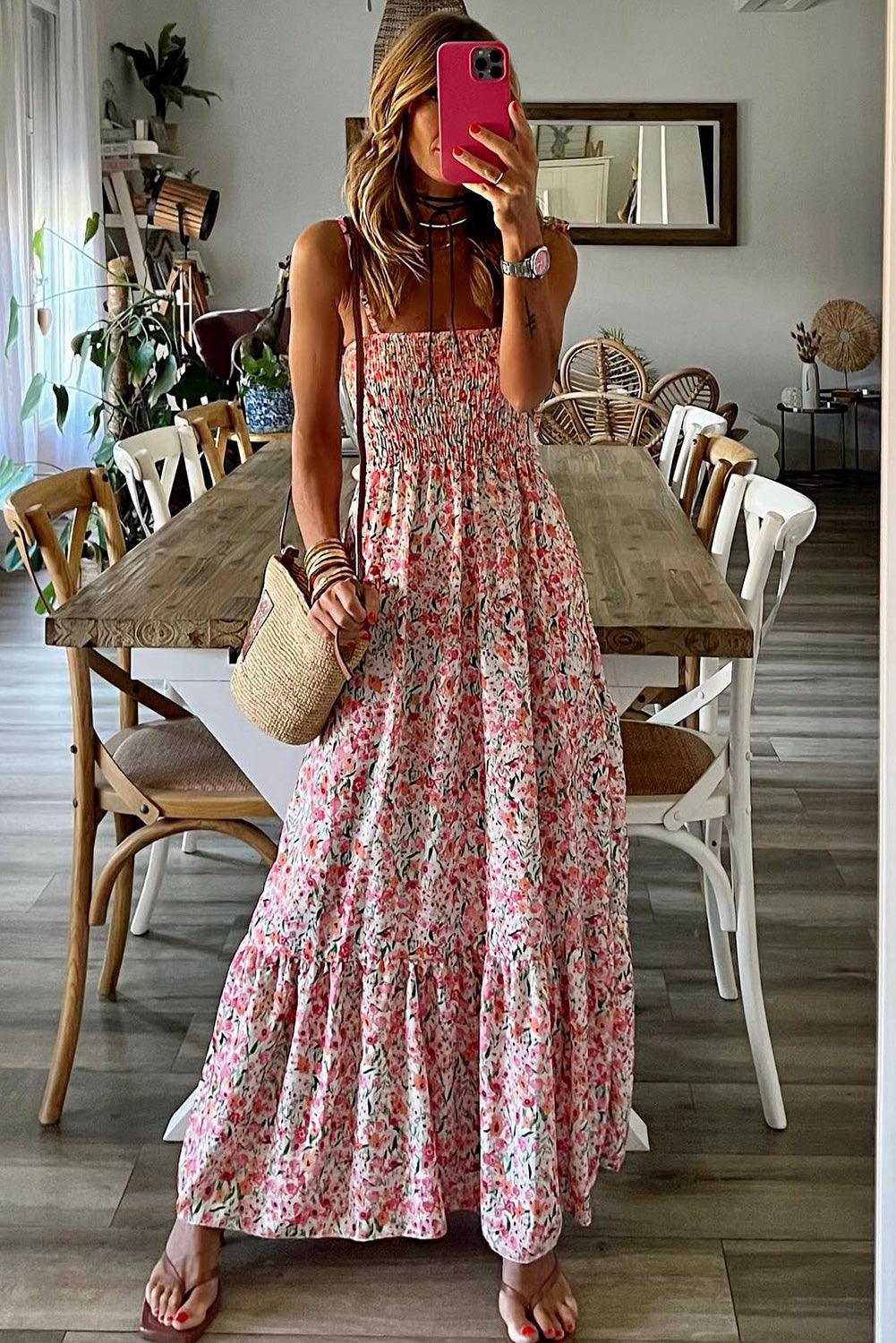 Boho Bloemen Maxi-jurk met Ruches - Maxi Dresses - Jurkjes.co