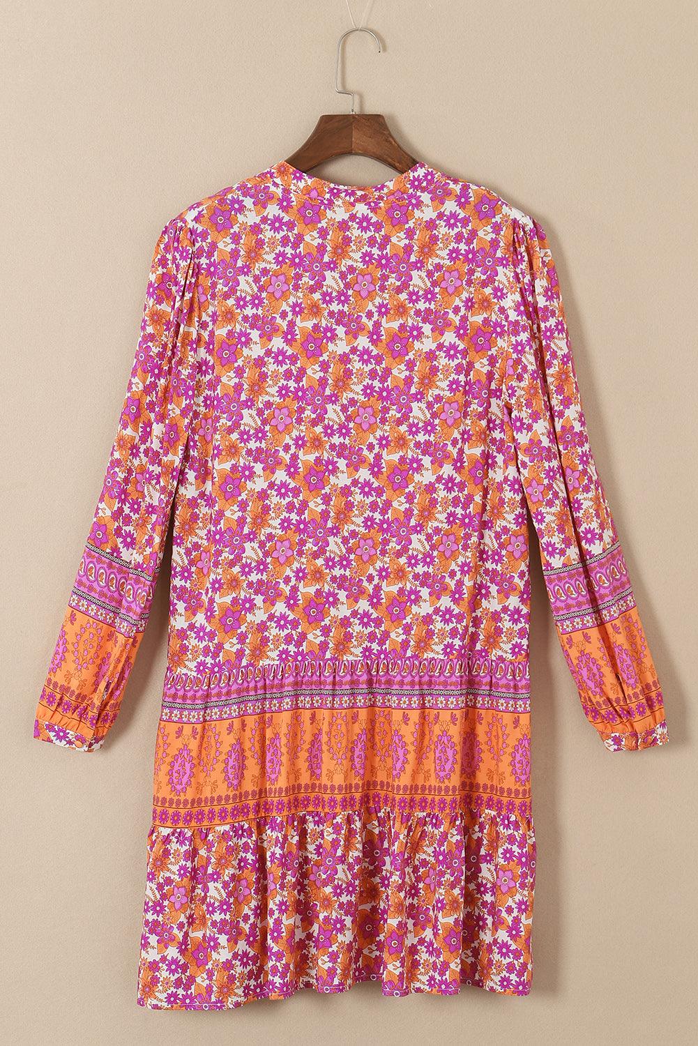 Boho Bloemenjurk met Pofmouwen en V-Hals - Floral Dresses - Jurkjes.co