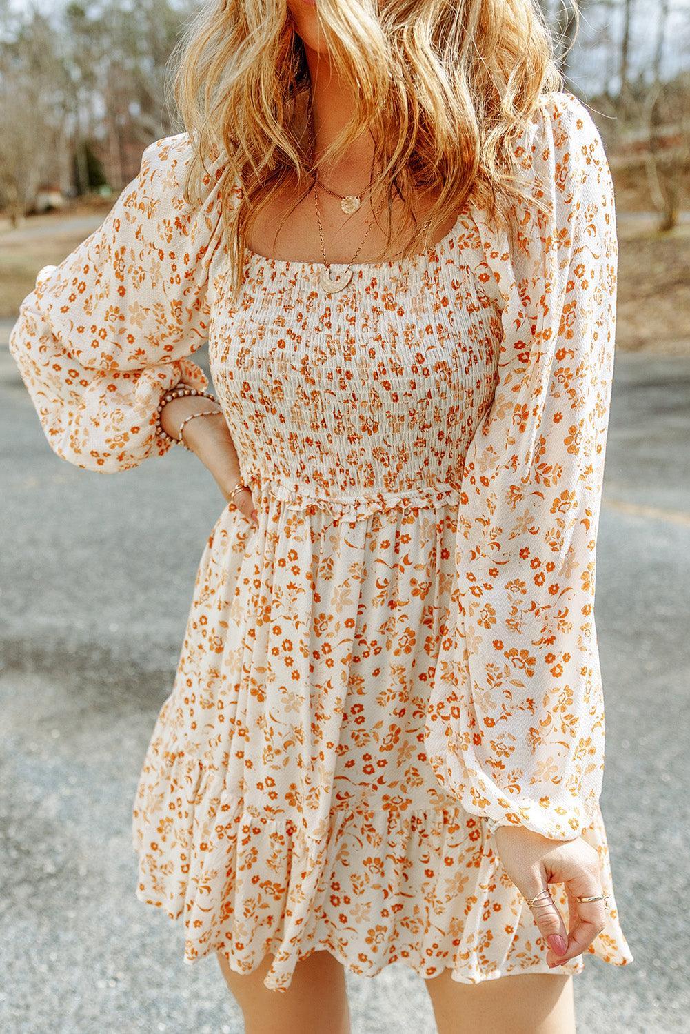 Boho Bloemenjurk met Pofmouwen - Floral Dresses - Jurkjes.co