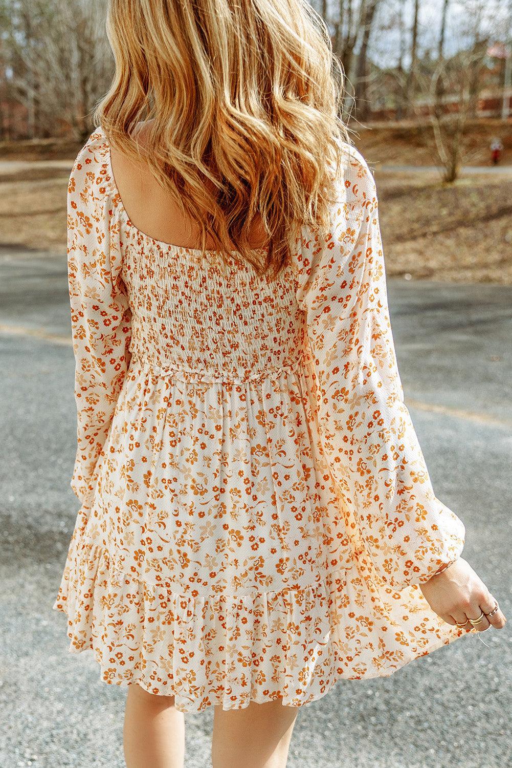 Boho Bloemenjurk met Pofmouwen - Floral Dresses - Jurkjes.co