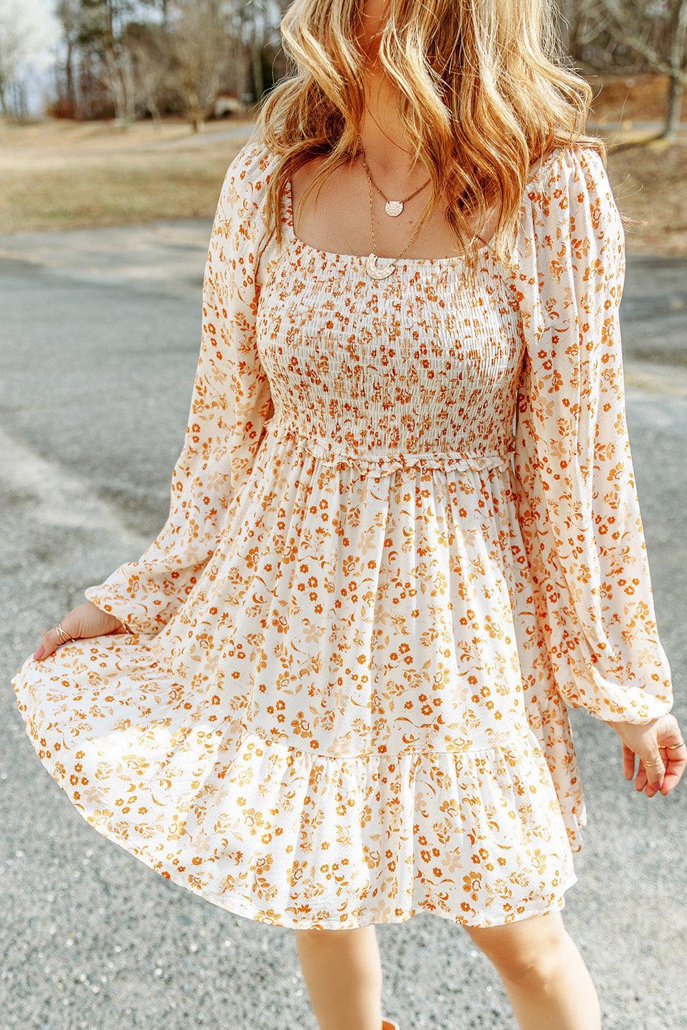 Boho Bloemenjurk met Pofmouwen - Floral Dresses - Jurkjes.co