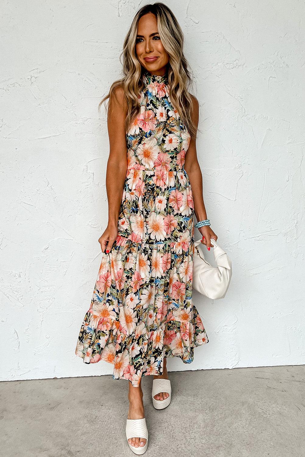 Boho Bloemenprint Maxi Halterjurk - Maxi Dresses - Jurkjes.co