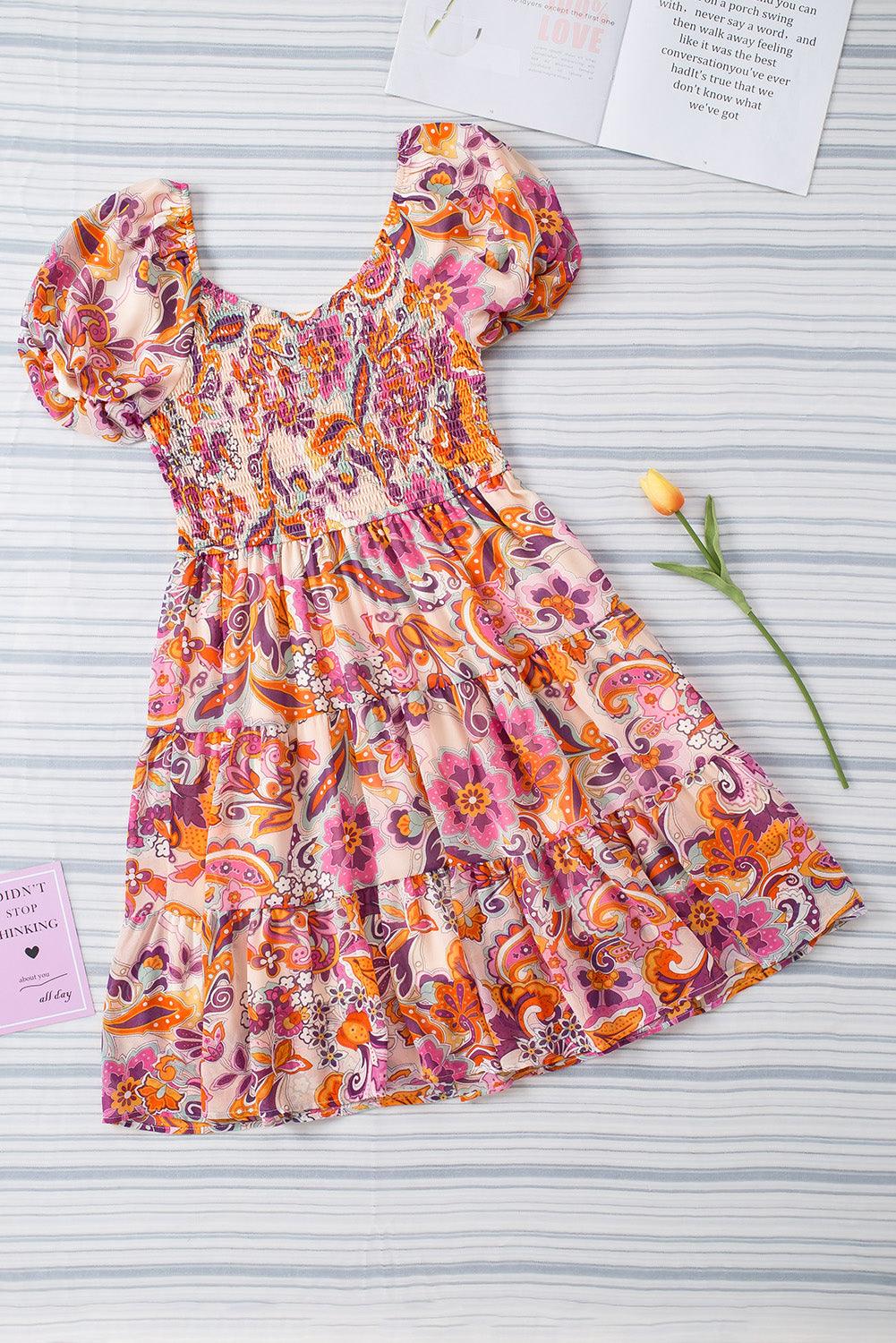 Boho Gedrapeerde Minijurk met Pofmouwen - Mini Dresses - Jurkjes.co